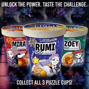 K-POP DEMON HUNTERS RUMI MIRA ZOEY 100PC RAMEN PUZZLES SET OF ALL 3 BRAND NEW
